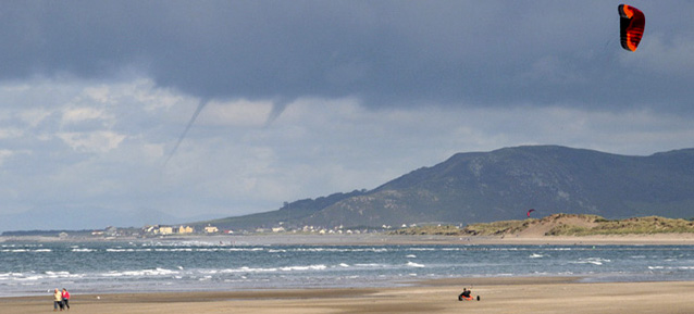 Funnel-cloud and waterspout from
                            Ynyslas